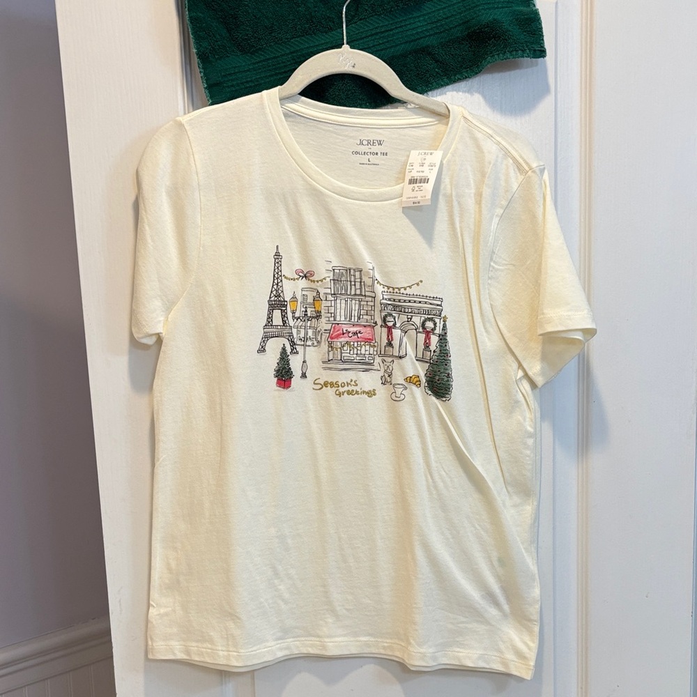 NWT J Crew Cream Paris Graphic Tee
